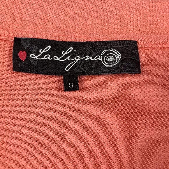 La Ligna Knit Blazer Jacket Women’s Small Orange Button V Neck Collarless - Picture 12 of 16